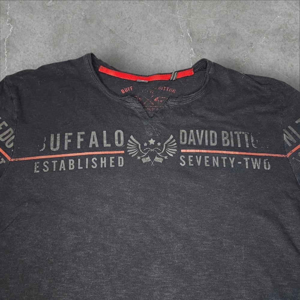 BUFFALO Black Graphic Tee With V-Neck - XLarge - Picture 2 of 6